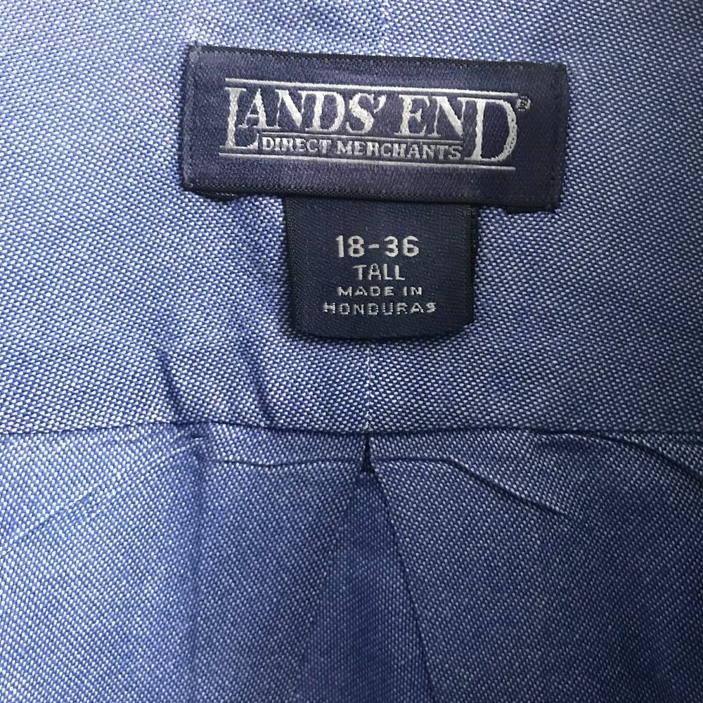 Lands' End  Mens Shirt size 18/ 36 TALL 60 % cotton  40% polyester